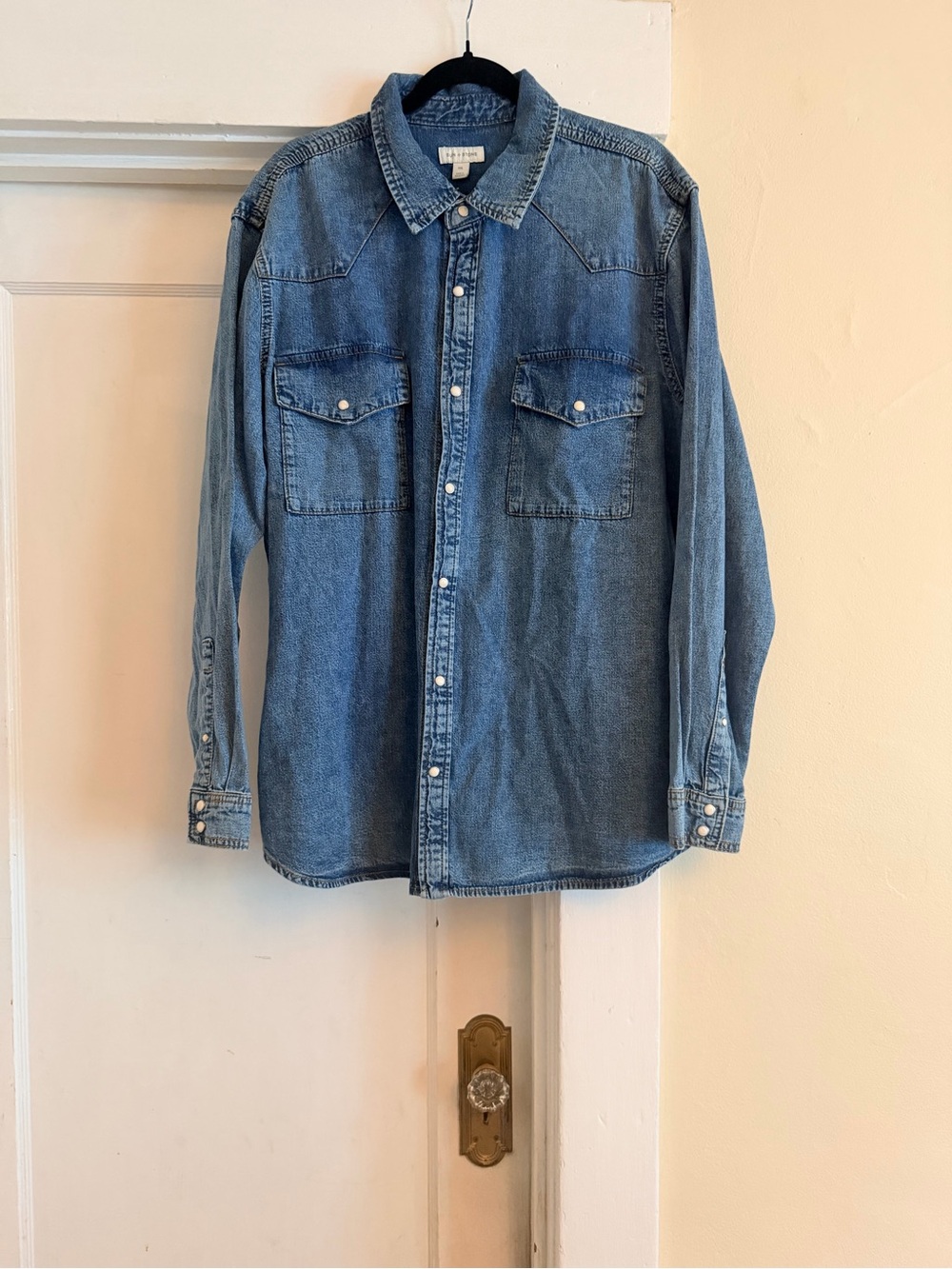 Sun + Stone Light Blue Denim Button-Up Shirt